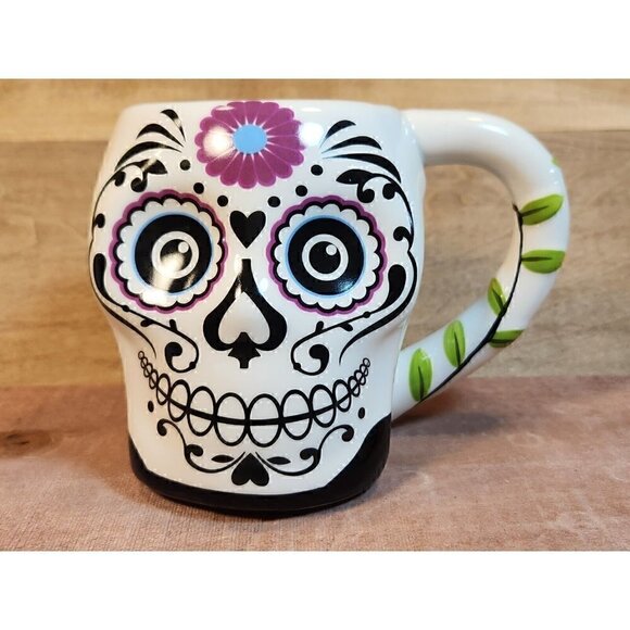 Day of the Dead Skull by Boston Warehouse Coffee Mug 16oz - Picture 1 of 8